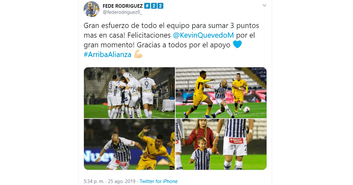 Alianza Lima Federico Rodríguez celebra el triunfo ante Cantolao pero