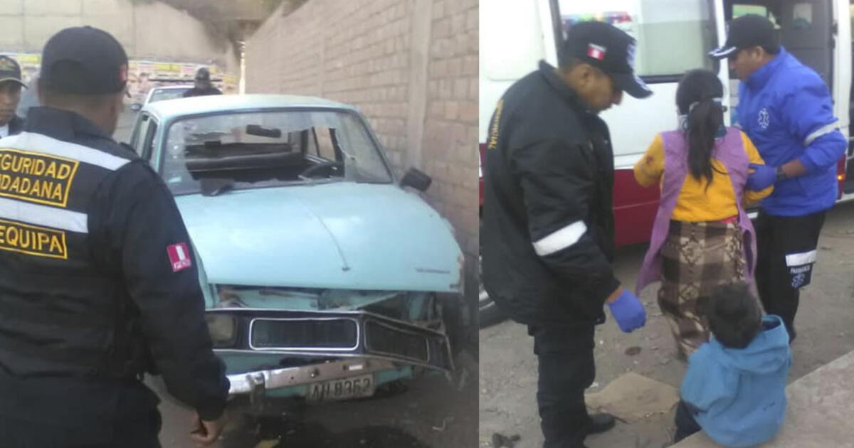 Arequipa Abandonó a su pareja e hijo heridos tras estrellar su auto