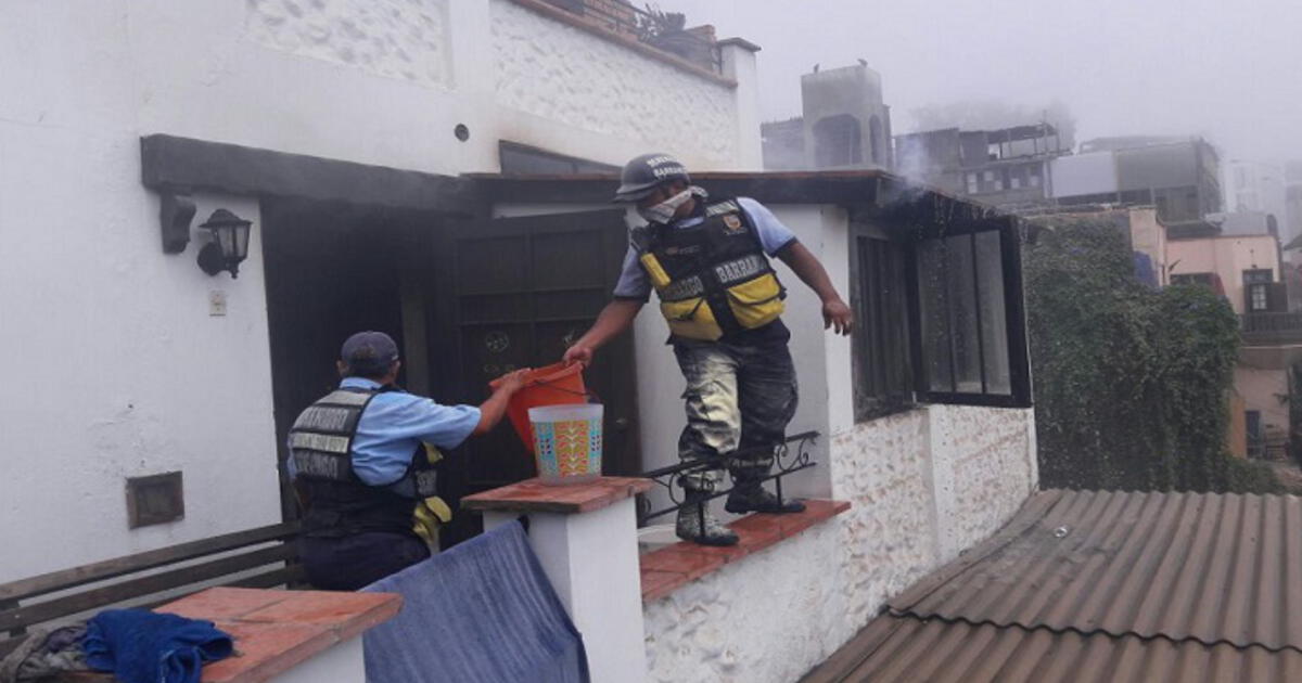 Barranco personal de serenazgo ayudó a controlar incendio en vivienda