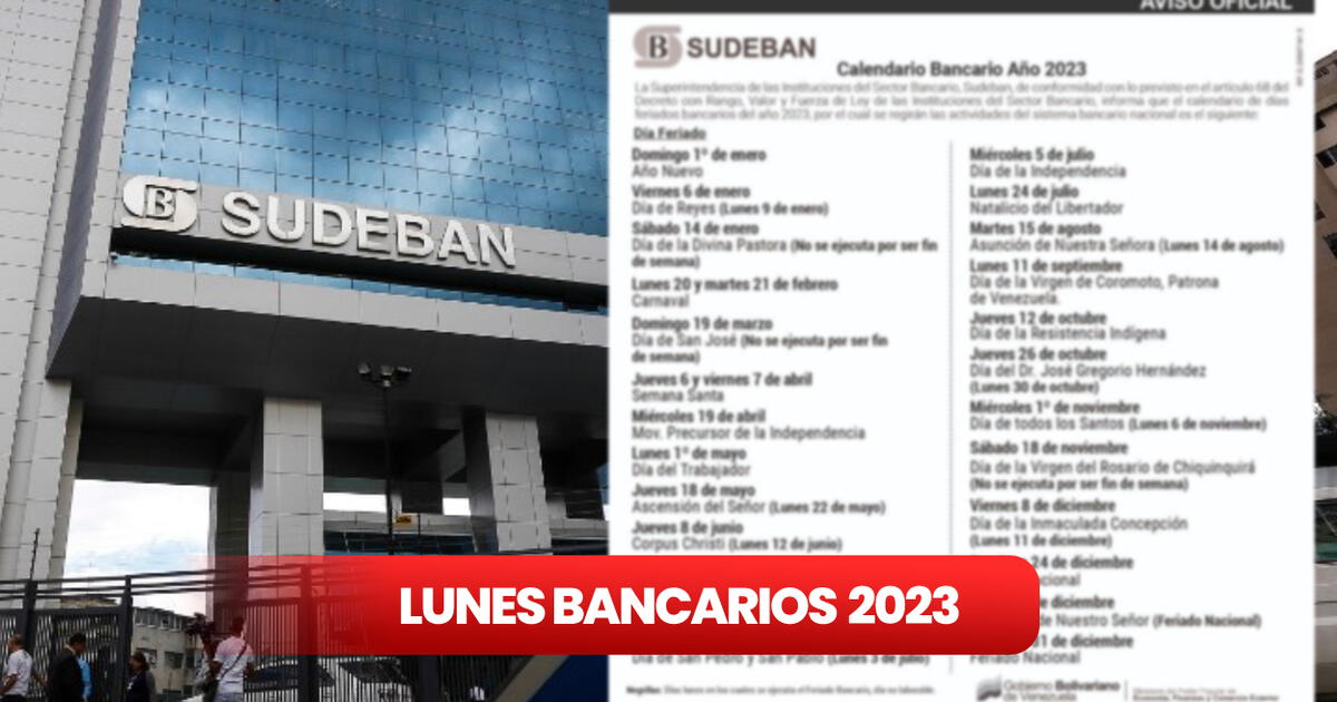 Cuándo es lunes bancario Lunes bancarios 2023 Calendario feriados