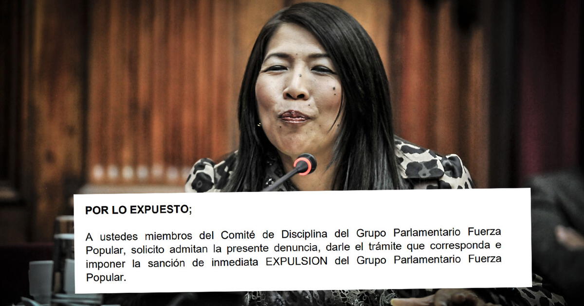 Congreso Piden expulsar a María Cordero Jon Tay de bancada Fuerza