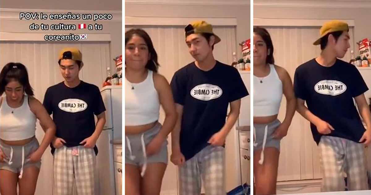 TikTok viral joven peruana le enseña a bailar huaino a su novio