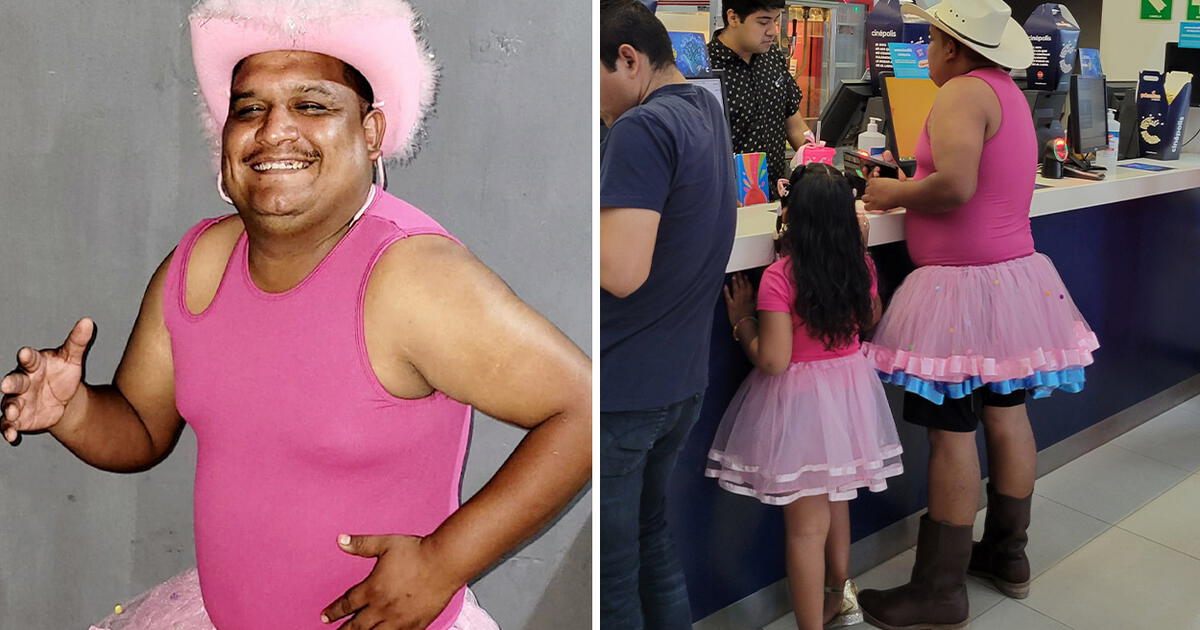 Viral Padre Asiste A Estreno De Barbie Con Su Hija Vestido De Rosa