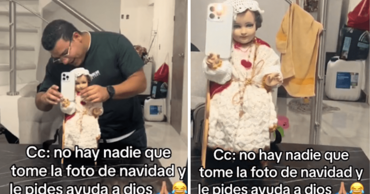 TikTok viral Familia usó al niño Jesús para tomarse una foto y