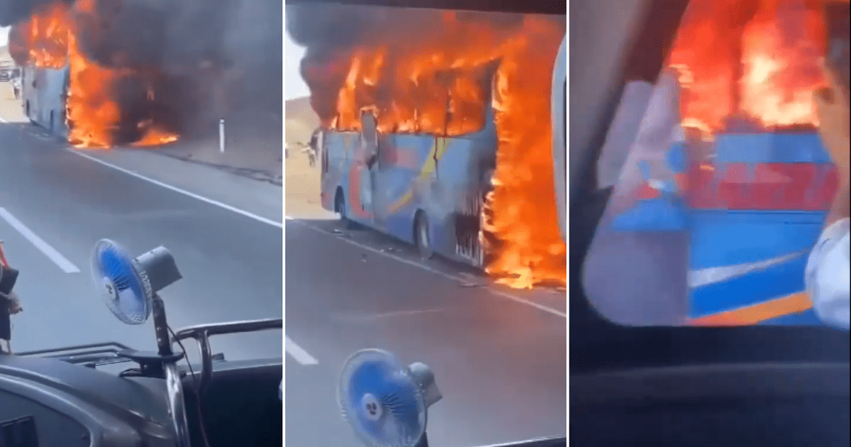 Panamericana Norte Bus De Transportes Se Incendia En Variante De