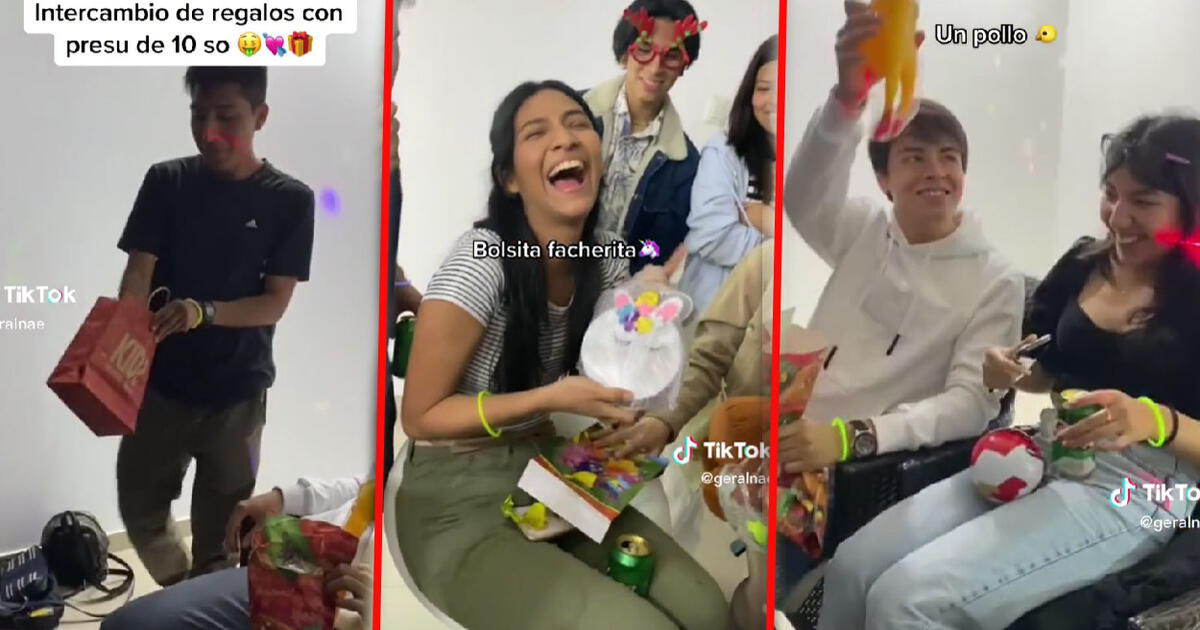 Video TikTok Jóvenes peruanos hacen intercambio de regalo con