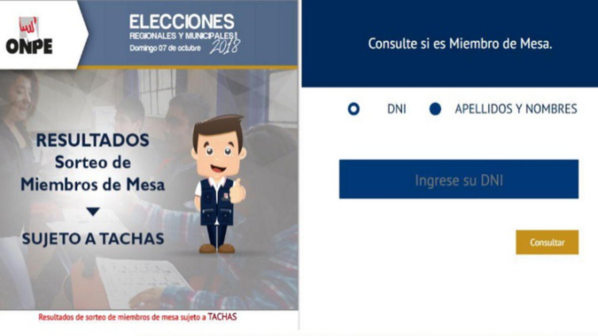 ONPE cómo saber si eres miembro de mesa para elecciones 2018 y dónde