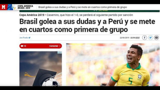 Per Vs Brasil As Inform La Prensa Internacional La Goleada