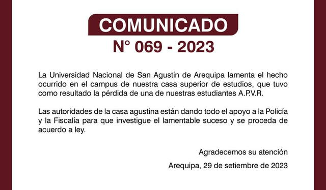 Feminicidio En Arequipa Hombre Asesin A Estudiante Dentro De La Unsa