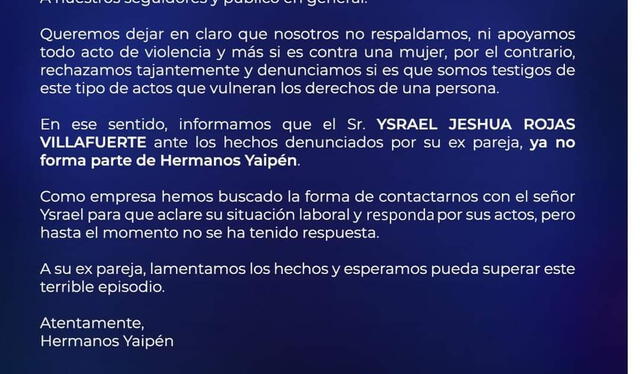 Hermanos Yaip N Separa A Ysrael Rojas Por Denuncias De Agresi N