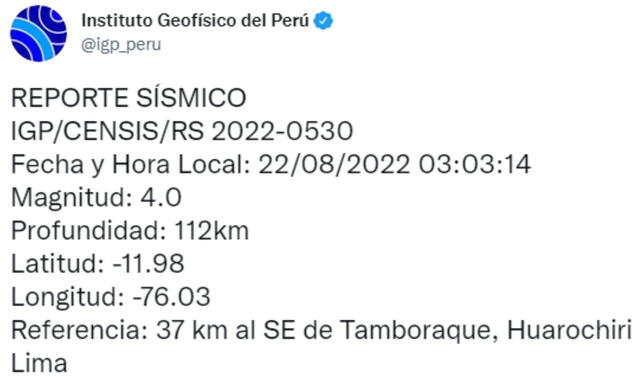 Temblor De Hoy En Peru Segun IGP De Cuanto Fue El Temblor De Hoy