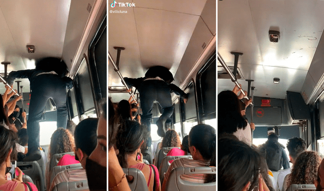 Tiktok Viral Pasajero Capta A Joven Trepando Los Asientos Para Bajar