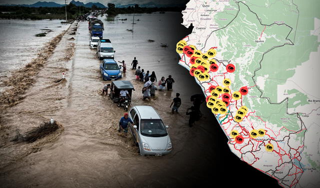 Carreteras bloqueadas HOY en Perú por lluvias extremas y desborde de