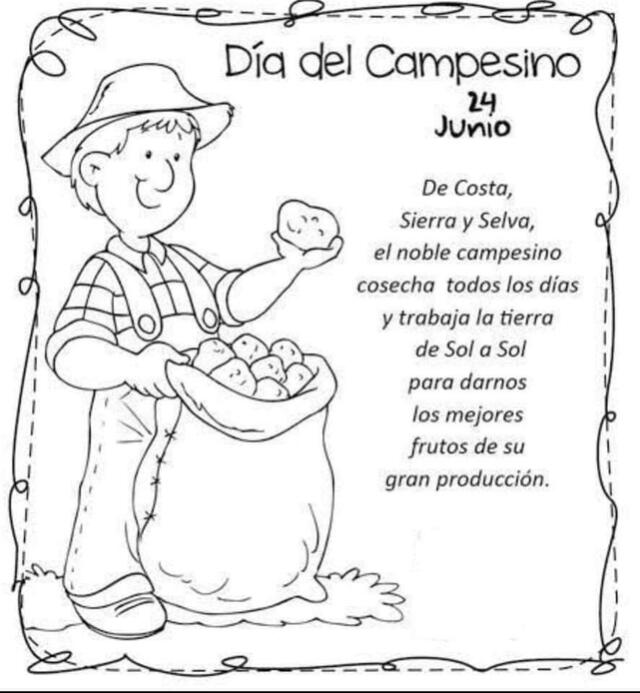 Imágenes por el Día del Campesino en Perú para dibujar y colorear este