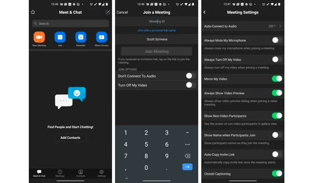 Así luce el nuevo modo oscuro de Zoom para Android. | Foto: Android Police