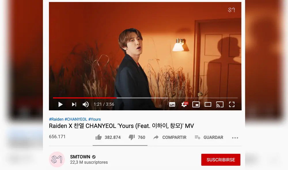 Chanyeol de EXO en el MV "Yours".