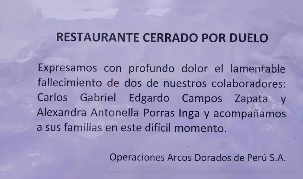 Comunicado de McDonald's. Comunicado de McDonald's.