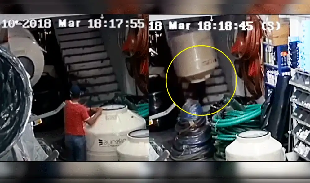 Vía Facebook: Joven intentó cargar un tanque de agua por las escaleras y todo termina en tragedia [VIDEO]