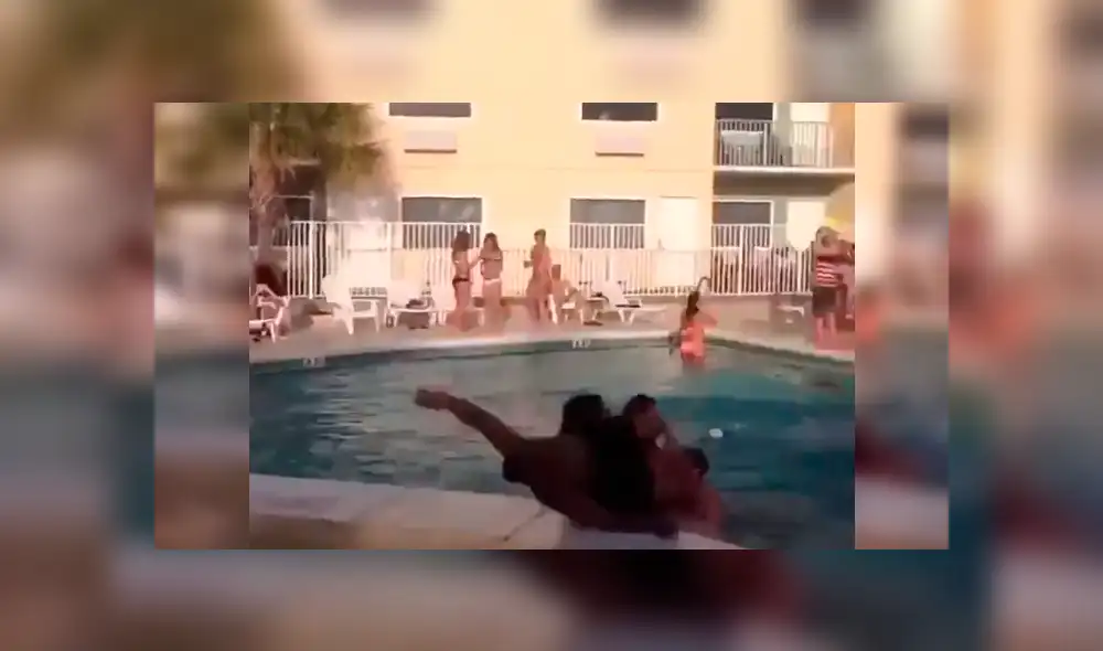 Facebook viral: intenta realizar pirueta en piscina, pero termina haciendo el ridículo [VIDEO]