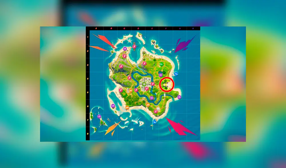 Y dirígete a esta ubicación entre los cuadrantes 4E y 5E. Imagen: Epic Games/meristation