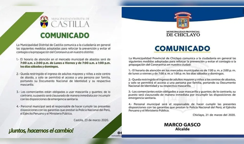 Municipalidades publicaron comunicados idénticos en plena emergencia. Municipalidades publicaron comunicados idénticos en plena emergencia.