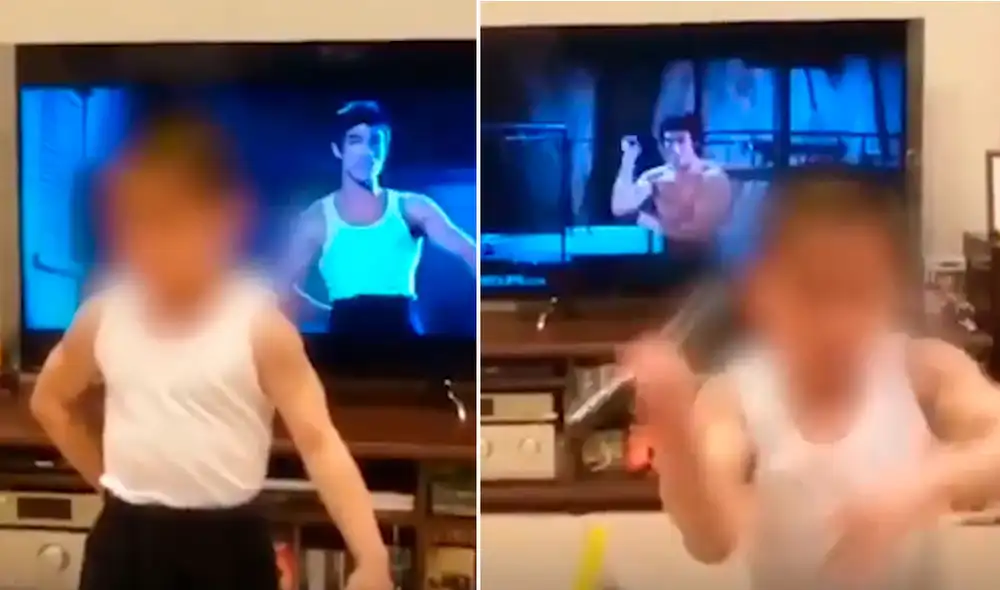 El pequeño recreó una de las escenas de batalla de Bruce Lee. Foto: Captura/Facebook/Geek del Cine El pequeño recreó una de las escenas de batalla de Bruce Lee. Foto: Captura/Facebook/Geek del Cine
