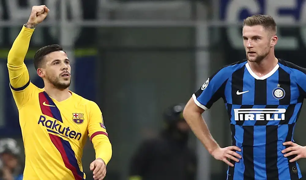 Carles Pérez anotó el primer gol del partido entre el FC Barcelona e Inter por la Champions League. | Foto: AFP