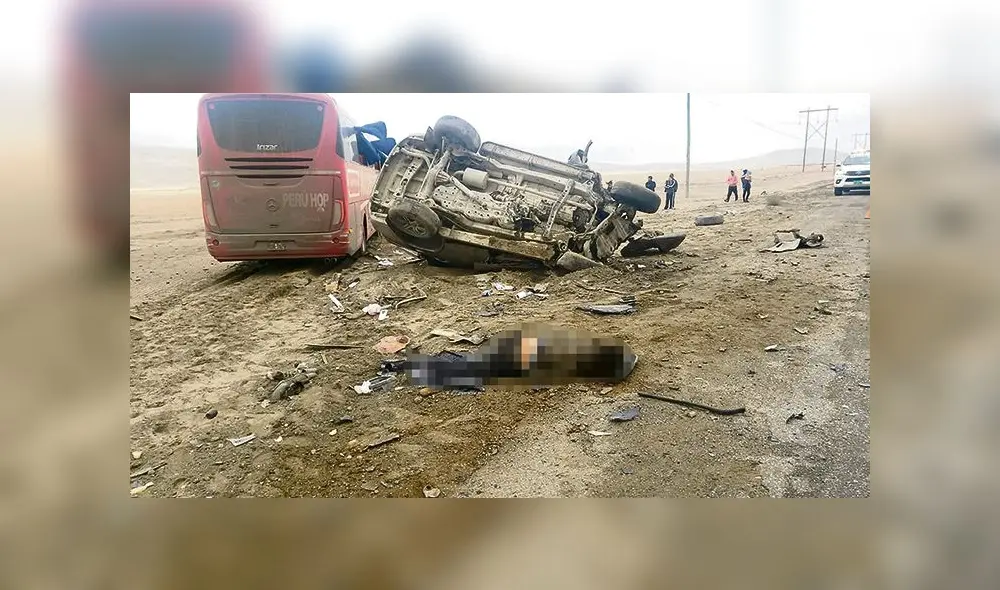 fuerte impacto. Ocho murieron en colisión en la Panamericana Sur, en la provincia de Camaná.