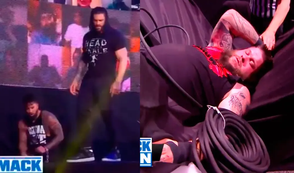Roman Reigns acabó con Kevin Owens en el primer SmackDown del 2021. Foto: WWE Roman Reigns acabó con Kevin Owens en el primer SmackDown del 2021. Foto: WWE