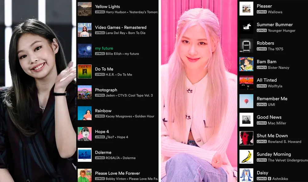 Playlist de BLACKPINK con las canciones favoritas de Jennie y Rosé. Foto: capturas. Playlist de BLACKPINK con las canciones favoritas de Jennie y Rosé. Foto: capturas.