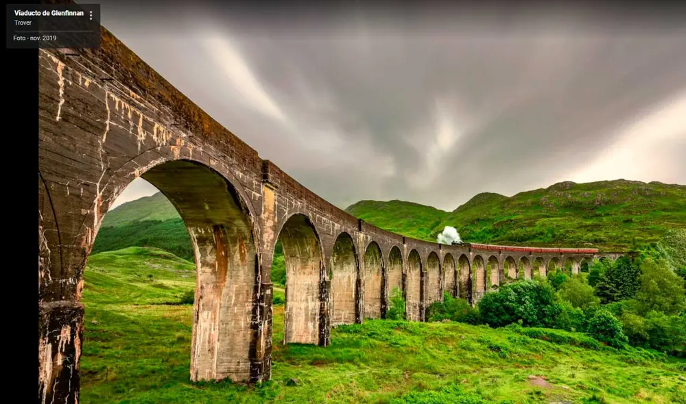 Desliza las imágenes para ver cómo luce realmente el tren que inspiró al famoso expreso de Hogwarts que aparece en Harry Potter. Foto: Captura de Google Maps
