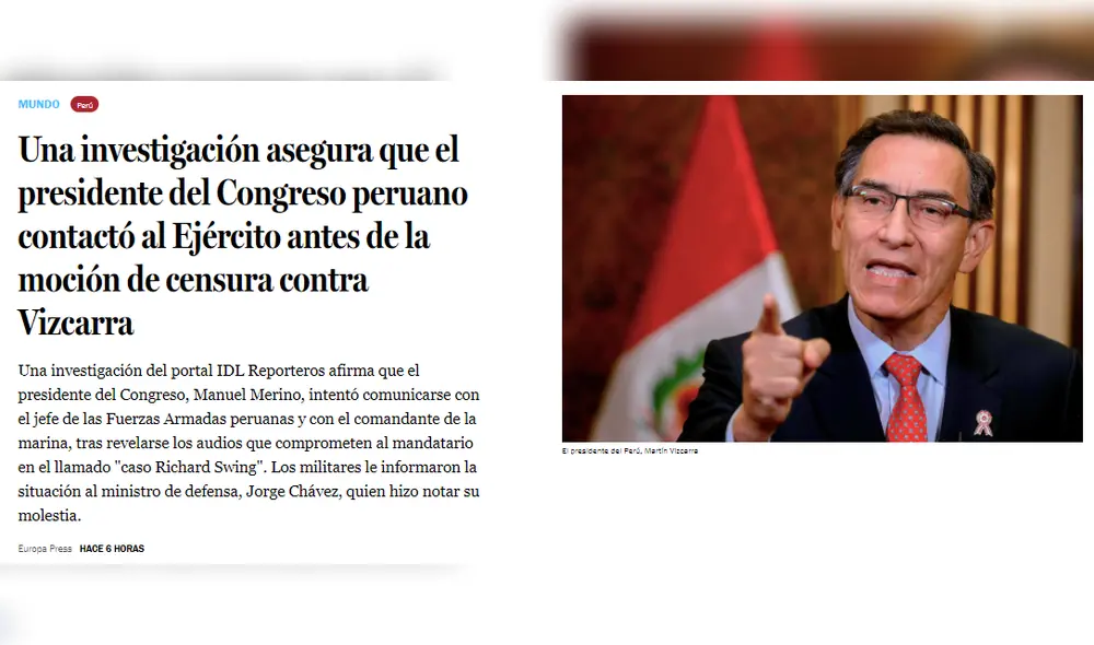 Información difundida por el sitio web La Tercera de Chile. Foto: captura web Información difundida por el sitio web La Tercera de Chile. Foto: captura web