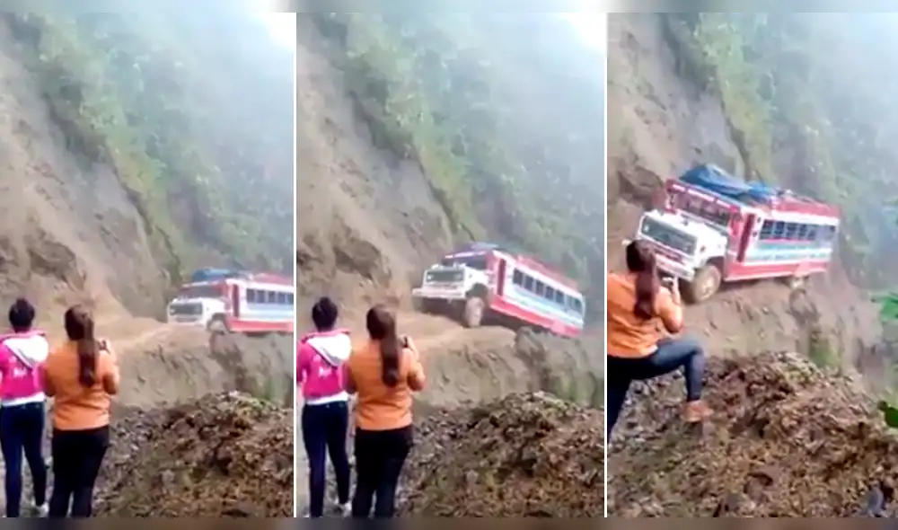 Impacto en Facebook por final de bus que queda al borde del abismo [VIDEO]