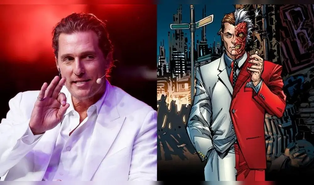 Matthew McConaughey se deja ver como Dos Caras en imagen realizada por fanático de Batman. Créditos: DC Comics/composición Matthew McConaughey se deja ver como Dos Caras en imagen realizada por fanático de Batman. Créditos: DC Comics/composición
