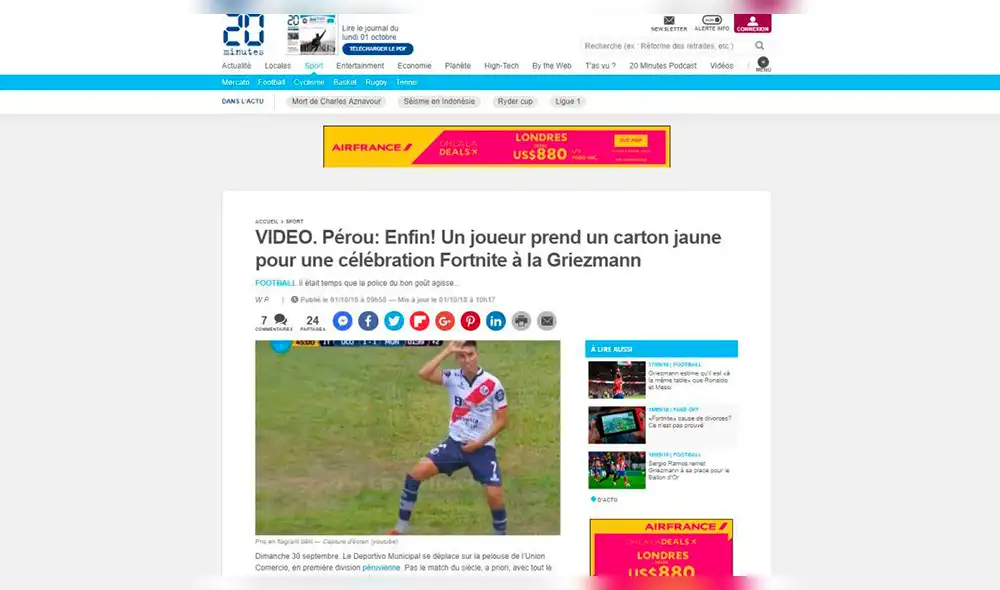 ¡Dio la vuelta al mundo! Celebración de Manzaneda a lo Griezmann fue noticia internacional 