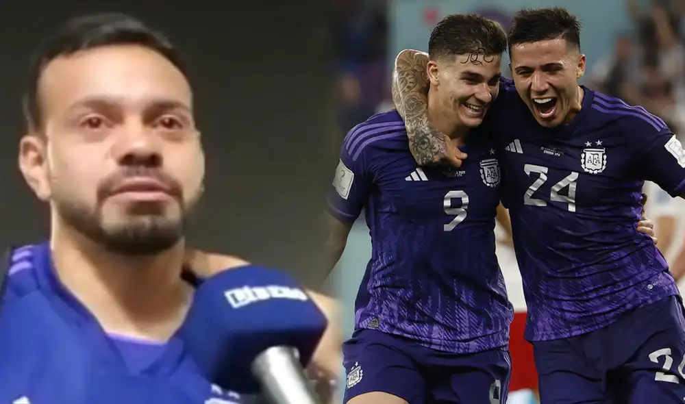 El fanático de la selección argentina se mostró emocionado por la victoria de su equipo. Foto: composición EFE/captura de LR+ El fanático de la selección argentina se mostró emocionado por la victoria de su equipo. Foto: composición EFE/captura de LR+