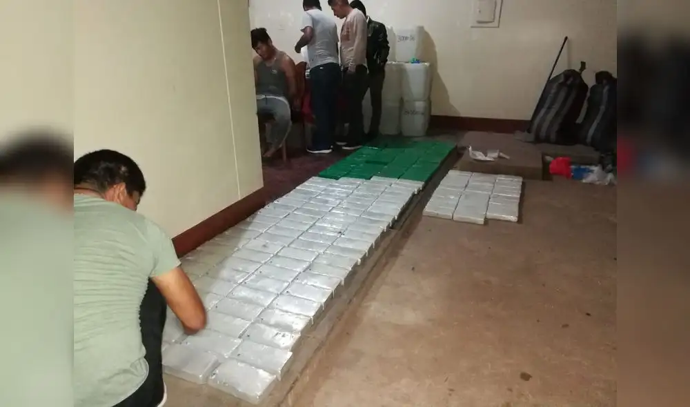 Incautan casi 200 kilos de clorhidrato de cocaína y capturan a tres narcos