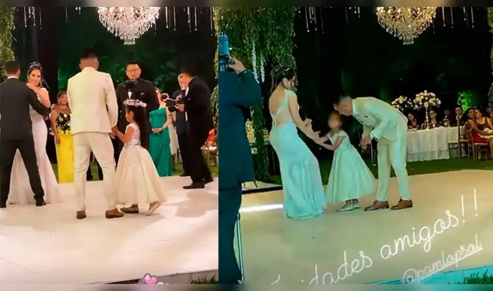 La pareja bailó junto a su niña tras darse el 'Sí' en Trujillo