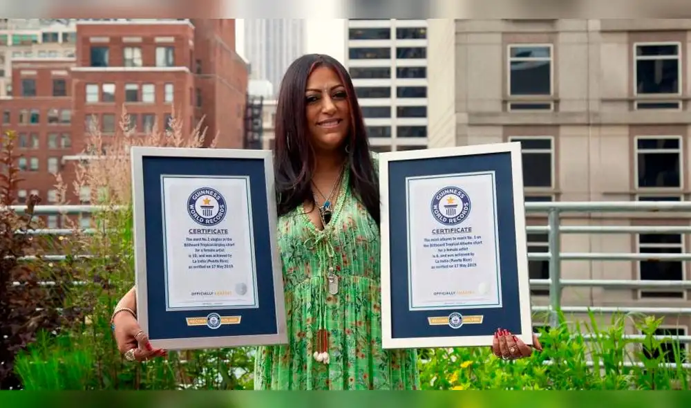 La India gana dos premios Guinness por sus éxitos en Billboard La India gana dos premios Guinness por sus éxitos en Billboard