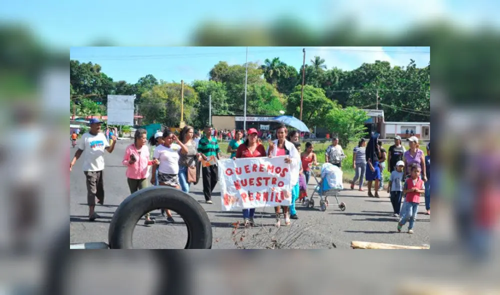 Ante la falta de trozos de pernil repartidos por el régimen de Nicolás Maduro, la población sale a las calles a protestar. Foto: Difusión