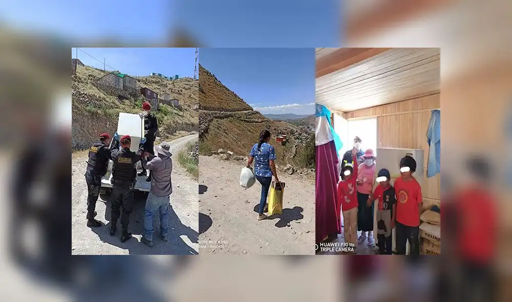 Una joven voluntaria con el apoyo de policías, se trasladaron hasta el pueblo joven de Santa Teresa en el distrito de Tiabaya para hacer la entrega. Una joven voluntaria con el apoyo de policías, se trasladaron hasta el pueblo joven de Santa Teresa en el distrito de Tiabaya para hacer la entrega.