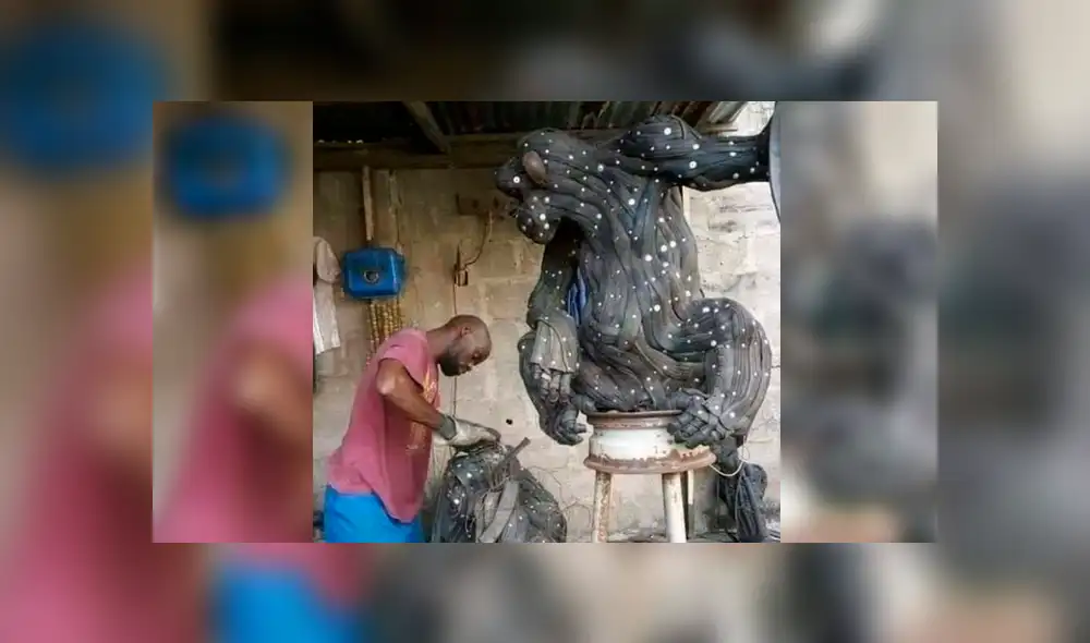 Facebook viral: joven africano sorprende al mundo al crear esculturas con llantas recicladas [FOTOS]