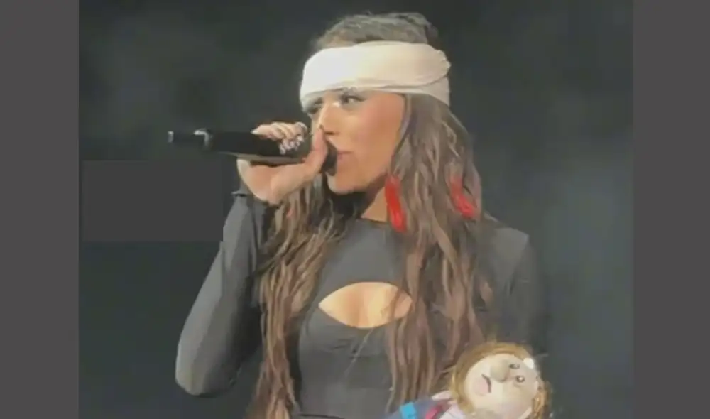 Danna Paola se rompió la ceja en pleno concierto. Foto: Screenshot de TikTok Danna Paola se rompió la ceja en pleno concierto. Foto: Screenshot de TikTok