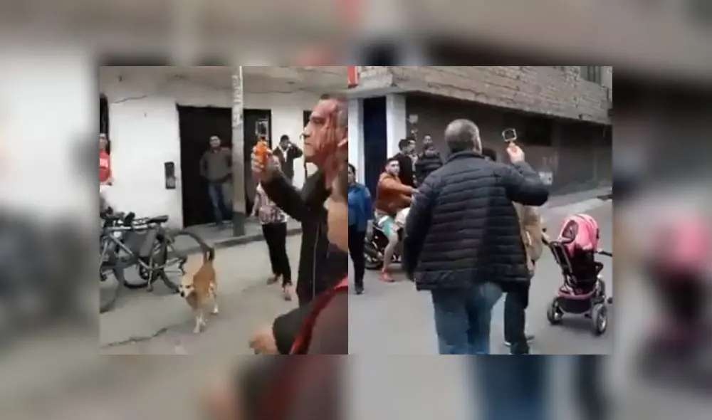 Daniel Urresti intenta captar la identidad de sus presuntos agresores en calle rodeada por vecinos. (Foto: Captura de video / Facebook Exitosa Noticias)