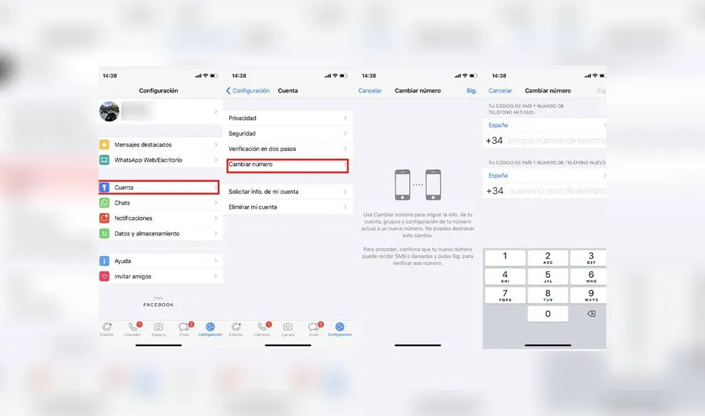 Cambiar de número de WhatsApp en iOS [Captura: Xataka].