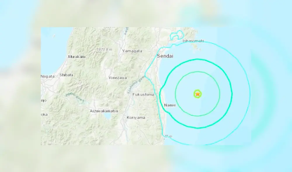 Sismo de 6.2 se registra en las costas de Fukushima en Japón. (Foto: USGS)