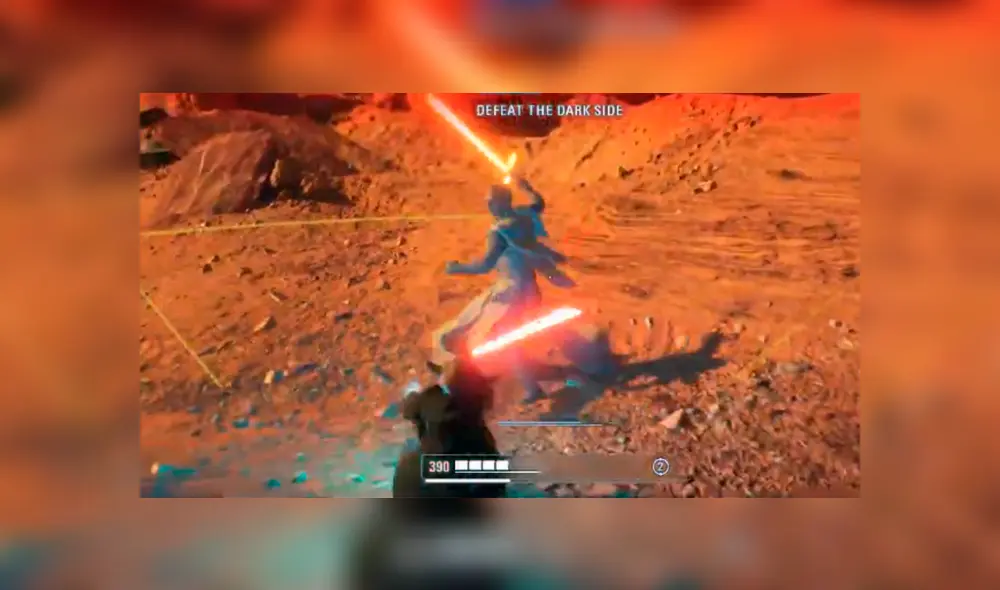 La escena del videojuego Star Wars Battlefront II. La escena del videojuego Star Wars Battlefront II.
