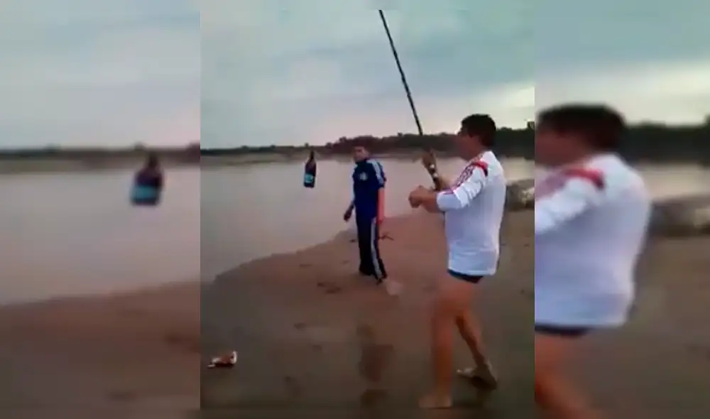 YouTube viral: Ataron cerveza en caña de pescar y atraparon algo inesperado [VIDEO]