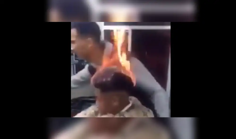 Facebook viral: Barbero corta el cabello de un chico con fuego y casi lo deja calvo [VIDEO]