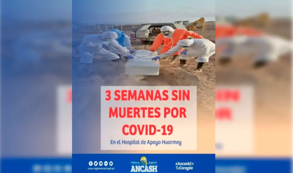 Cifra de fallecidos continúa en descenso. Foto: Gobierno Regional de Áncash. Cifra de fallecidos continúa en descenso. Foto: Gobierno Regional de Áncash.